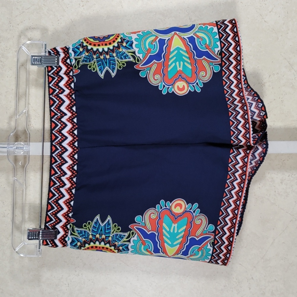 2/$10 05196 Sweet Wanderer navy multi-color print shorts S